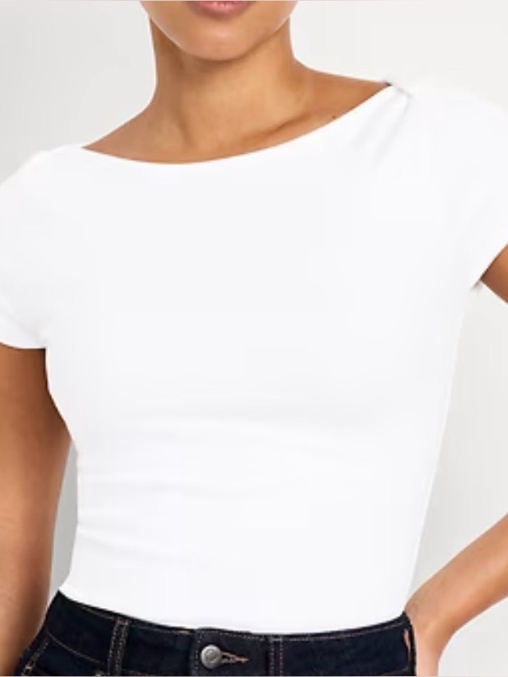 M Tall OLD NAVY Snug Boatneck T-Shirt calla Lily NEW short sleeve white  top